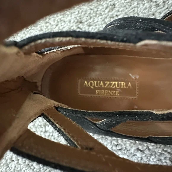 Aquazzura Christy Leather Point Toe Flats in Black Size 37 = U.S 7 $675 - Picture 9 of 10